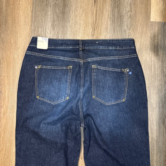 Pilcro Womens Blue Denim The Split‎ Straight Leg Jeans High Rise Size 16W NWT - Picture 5 of 16